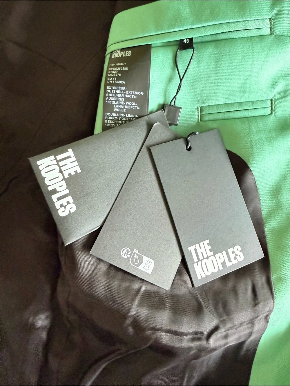 The Kooples Mint Green 100% Wool Blazer Men’s EU 48 NWT